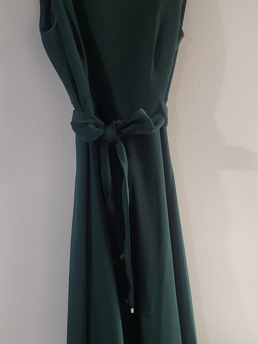 Calvin Klein Dark Green Sleeveless Tie-Waist Maxi Dress
